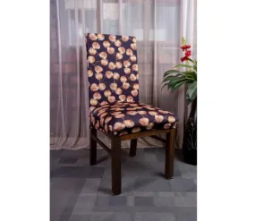 Trendily Premium Wrinkle-Free | Elastic Stretchable | Washable Plain | Printed Chair Covers Dark Brown Botanical (CC-133)