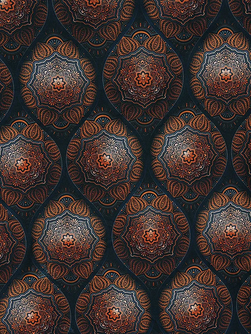 Trendily Premium Wrinkle-Free | Elastic Stretchable | Washable| Printed Chair Covers Dark Blue Abstract Mandala (CC-130)