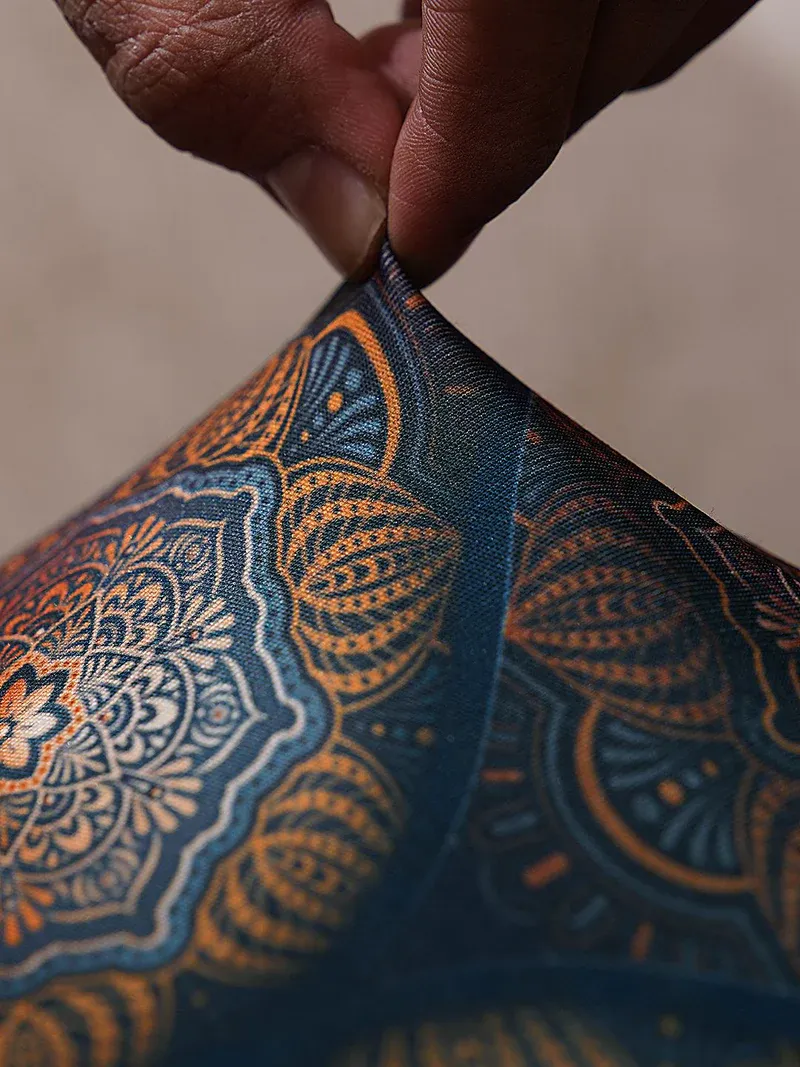 Trendily Premium Wrinkle-Free | Elastic Stretchable | Washable| Printed Chair Covers Dark Blue Abstract Mandala (CC-130)