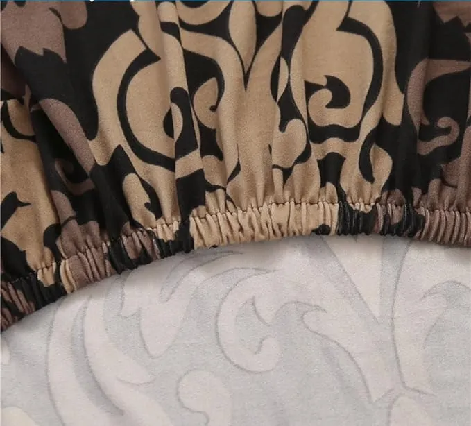 Trendily Premium Wrinkle-Free | Elastic Stretchable | Washable|Velevet Chair Covers Brown Damask (CC-128)