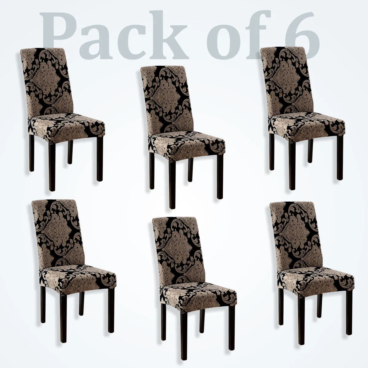 Trendily Premium Wrinkle-Free |Elastic Stretch|Chair Covers Black new Big Pattern damask (CC-147)
