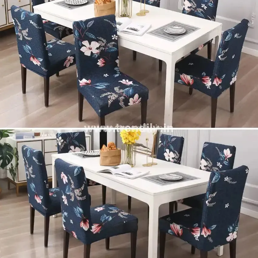 Trendily Premium Wrinkle-Free Stretchable |  Elastic Stretch | Chair Covers, Lotus Blue (CC-047)