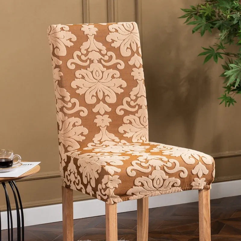 Trendily Premium Wrinkle-Free Stretchable | Washable Plain Chair Covers| Beige new Pattern damask (CC-161)