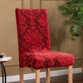 Trendily Premium Wrinkle-Free Stretchable | Washable Plain Chair Covers| Mehroon new Pattern damask (CC-160)
