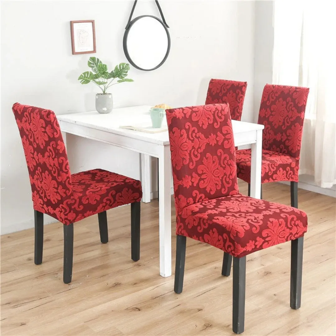 Trendily Premium Wrinkle-Free Stretchable | Washable Plain Chair Covers| Mehroon new Pattern damask (CC-160)