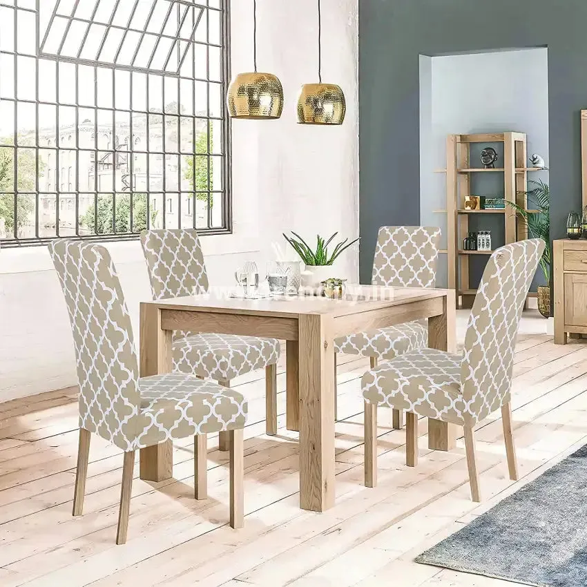 Trendily Premium Wrinkle-Free Stretchable | Washable Printed | Chair Covers, Beige Blocks (CC-004)