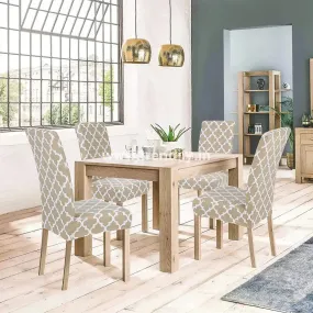 Trendily Premium Wrinkle-Free Stretchable | Washable Printed | Chair Covers, Beige Blocks (CC-004)