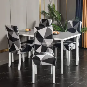 Trendily Premium Wrinkle-Free Stretchable | Washable Printed  chair covers , Black Triangle (CC-081)