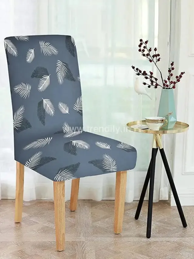 Trendily Premium Wrinkle-Free Stretchable | Washable Printed Chair Covers - Grey  (CC-086)