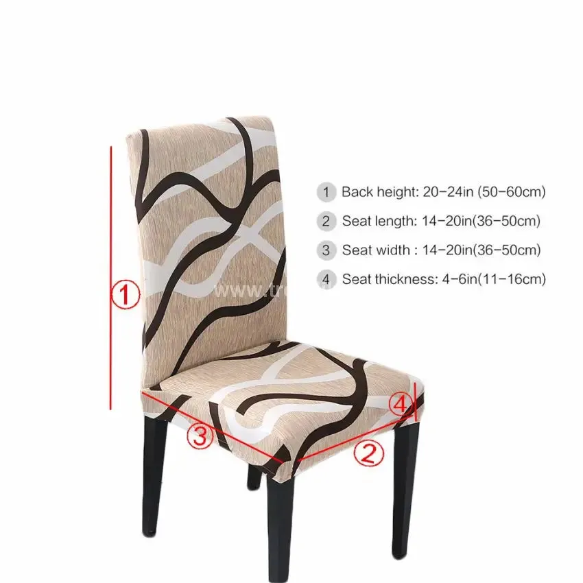 Trendily Premium Wrinkle-Free Stretchable | Washable Printed Chair Covers,  White, Line Pattern  (CC-074)