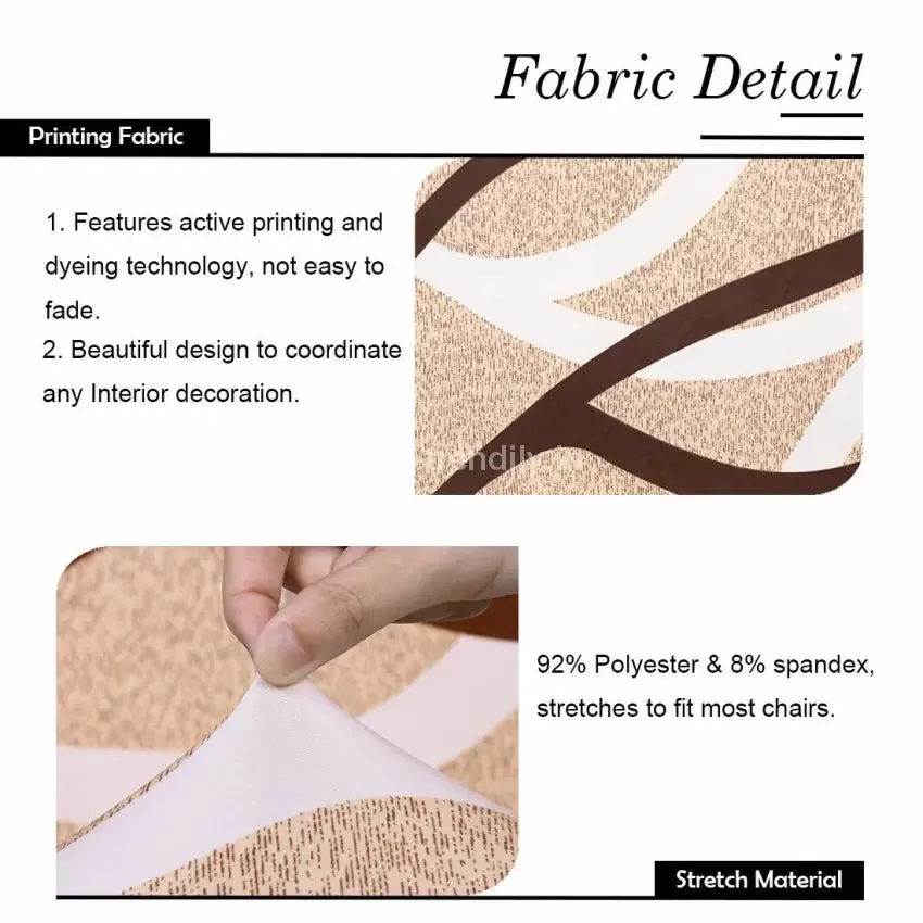 Trendily Premium Wrinkle-Free Stretchable | Washable Printed Chair Covers,  White, Line Pattern  (CC-074)