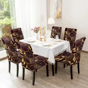 Trendily Premium Wrinkle-Free Stretchable | Washable Printed |Elastic Stretchable Chair Covers,Wine (CC-072)