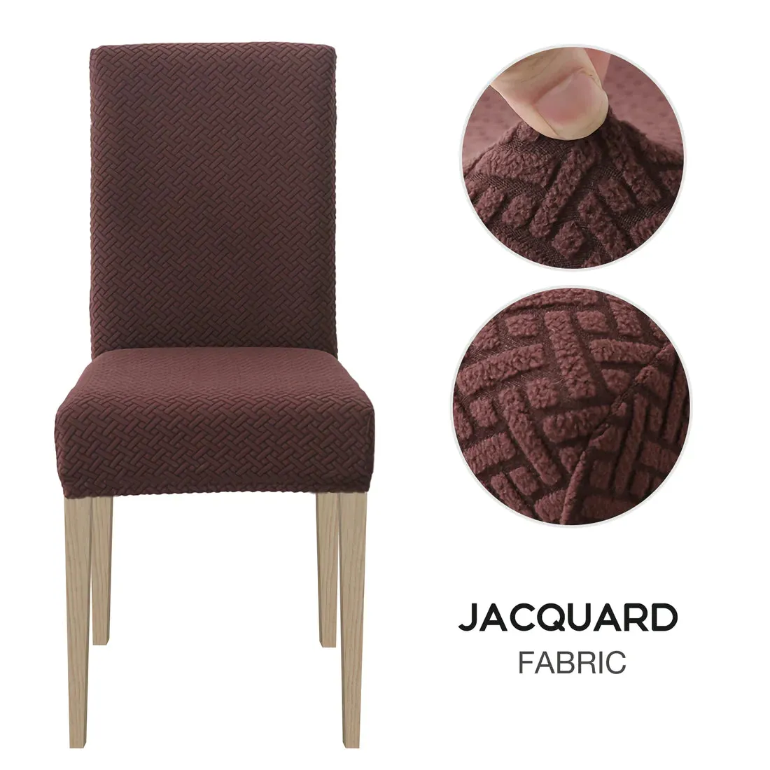Trendily Premium Wrinkle-Free Stretchable | Washable Stuff | Emboss Plain Chair Covers Coffee (CC-143)
