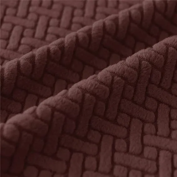 Trendily Premium Wrinkle-Free Stretchable | Washable Stuff | Emboss Plain Chair Covers Coffee (CC-143)