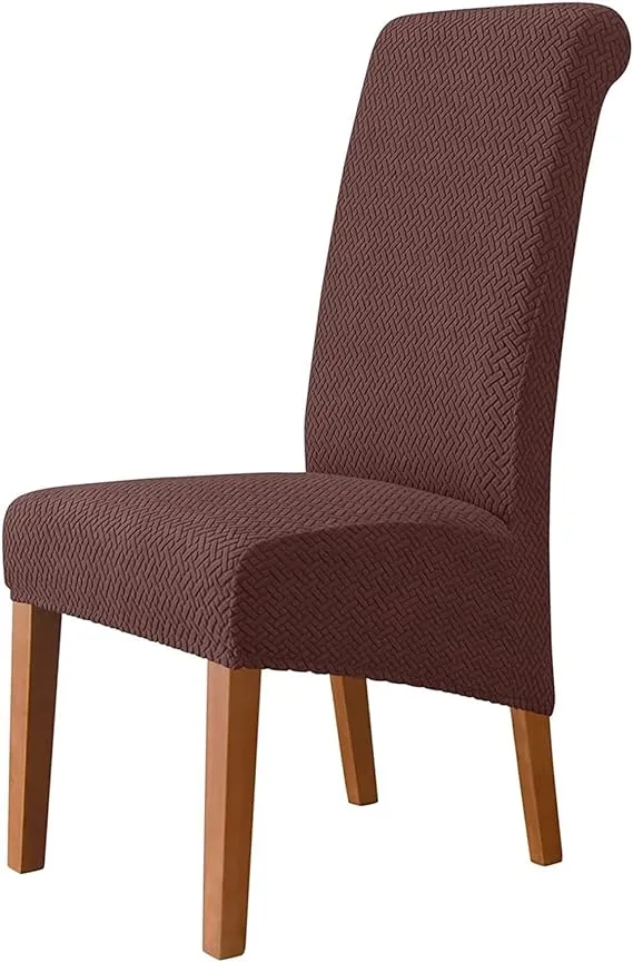 Trendily Premium Wrinkle-Free Stretchable | Washable Stuff | Emboss Plain Chair Covers Coffee (CC-143)
