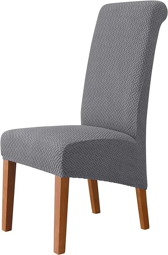 Trendily Premium Wrinkle-Free Stretchable | Washable Stuff | Emboss Plain Chair Covers Grey (CC-142)