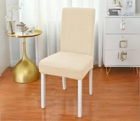 Trendily Premium Wrinkle-Free Stretchable | Washable Stuff | Emboss Plain Chair Covers Plain Cream (CC-116)