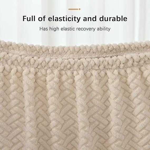Trendily Premium Wrinkle-Free Stretchable | Washable Stuff | Emboss Plain Chair Covers Plain Cream (CC-116)