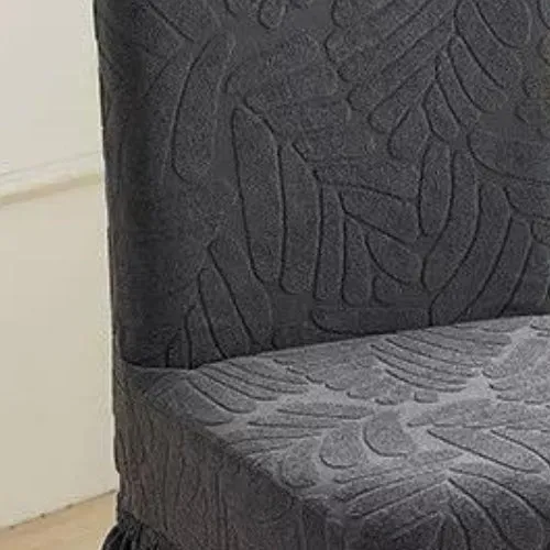 Trendily Premium Wrinkle-Free Stretchable With Elastic Bottom Emboss Frill Leaf Chair Covers | Grey| (CC-179)