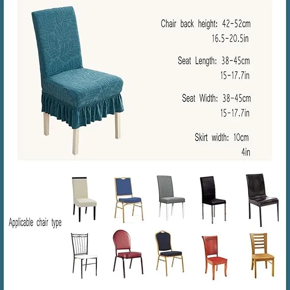 Trendily Premium Wrinkle-Free Stretchable With Elastic Bottom Emboss Frill Leaf Chair Covers | Grey| (CC-179)