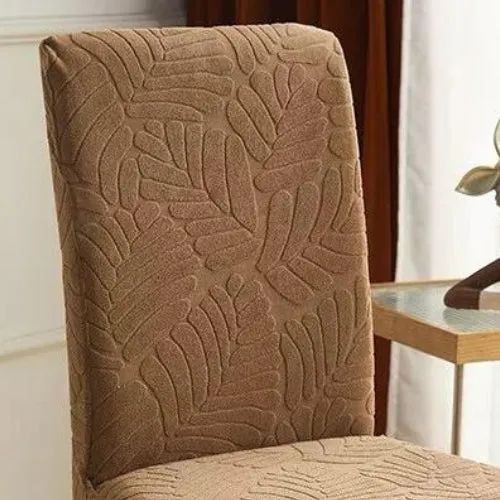 Trendily Premium Wrinkle-Free Stretchable With Elastic Bottom Emboss Frill Leaf Chair Covers | Musturd | (CC-198)