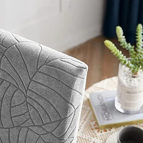Trendily Premium Wrinkle-Free Stretchable With Elastic Bottom Emboss Leaf Chair Covers | Coffee | (CC-199)