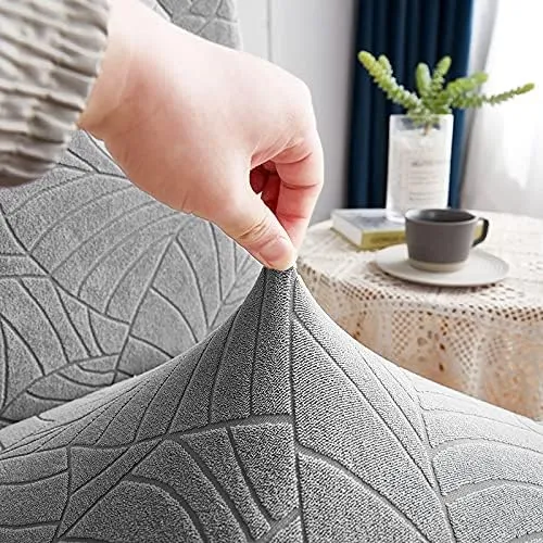 Trendily Premium Wrinkle-Free Stretchable With Elastic Bottom Emboss Leaf Chair Covers | Coffee | (CC-199)