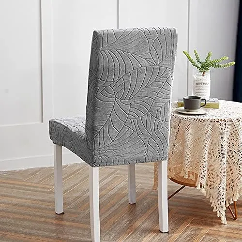 Trendily Premium Wrinkle-Free Stretchable With Elastic Bottom Emboss Leaf Chair Covers | Coffee | (CC-199)