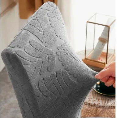 Trendily Premium Wrinkle-Free Stretchable With Elastic Bottom Emboss Leaf Chair Covers | Grey | (CC-172)