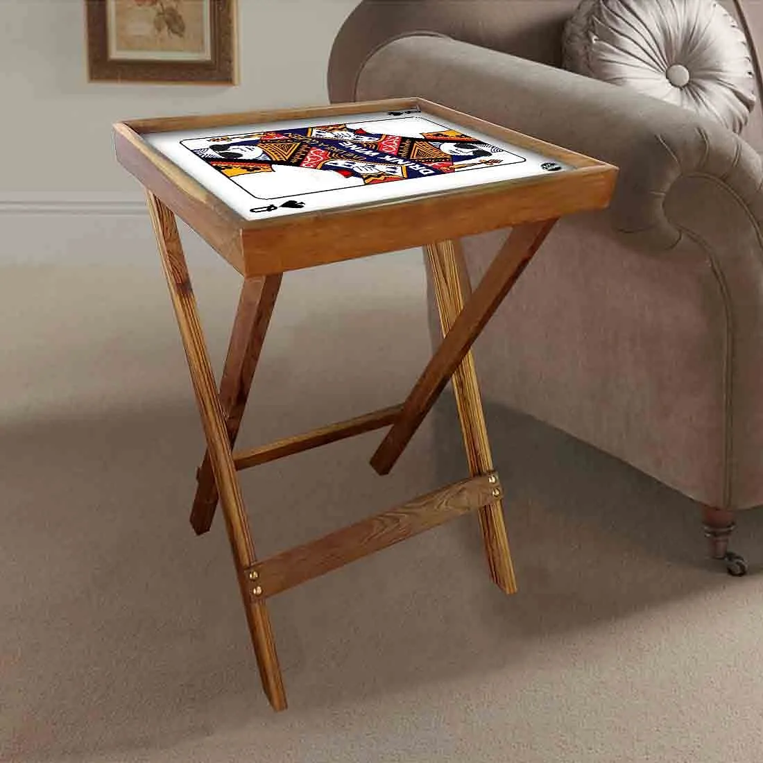 TV Trays With Stand Table Bar Snacks Serving Tables - like Queen