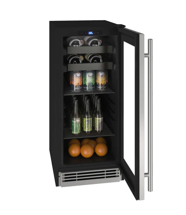 U-Line Beverage Center 15" Reversible Hinge Stainless Frame 115v