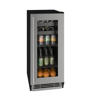 U-Line Beverage Center 15" Reversible Hinge Stainless Frame 115v