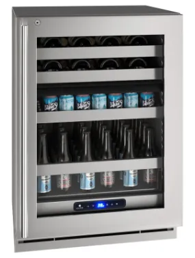 U-Line Beverage Center 24" Dual Zone Lock Right Hinge Stainless Frame 115v