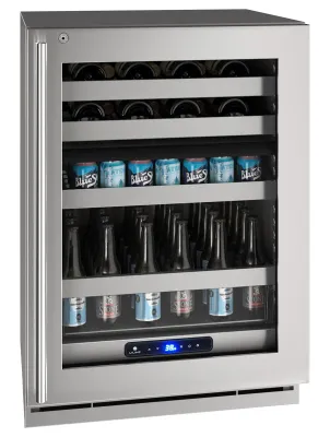 U-Line Beverage Center 24" Dual Zone Lock Right Hinge Stainless Frame 115v