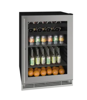 U-Line Beverage Center 24" Lock Reversible Hinge Stainless Frame 115v