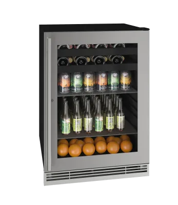 U-Line Beverage Center 24" Lock Reversible Hinge Stainless Frame 115v