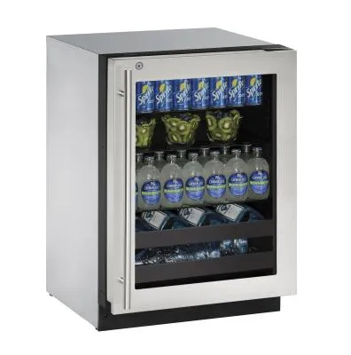 U-Line Beverage Center 24" Lock Right Hinge Stainless Frame 115v