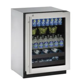 U-Line Beverage Center 24" Lock Right Hinge Stainless Frame 115v