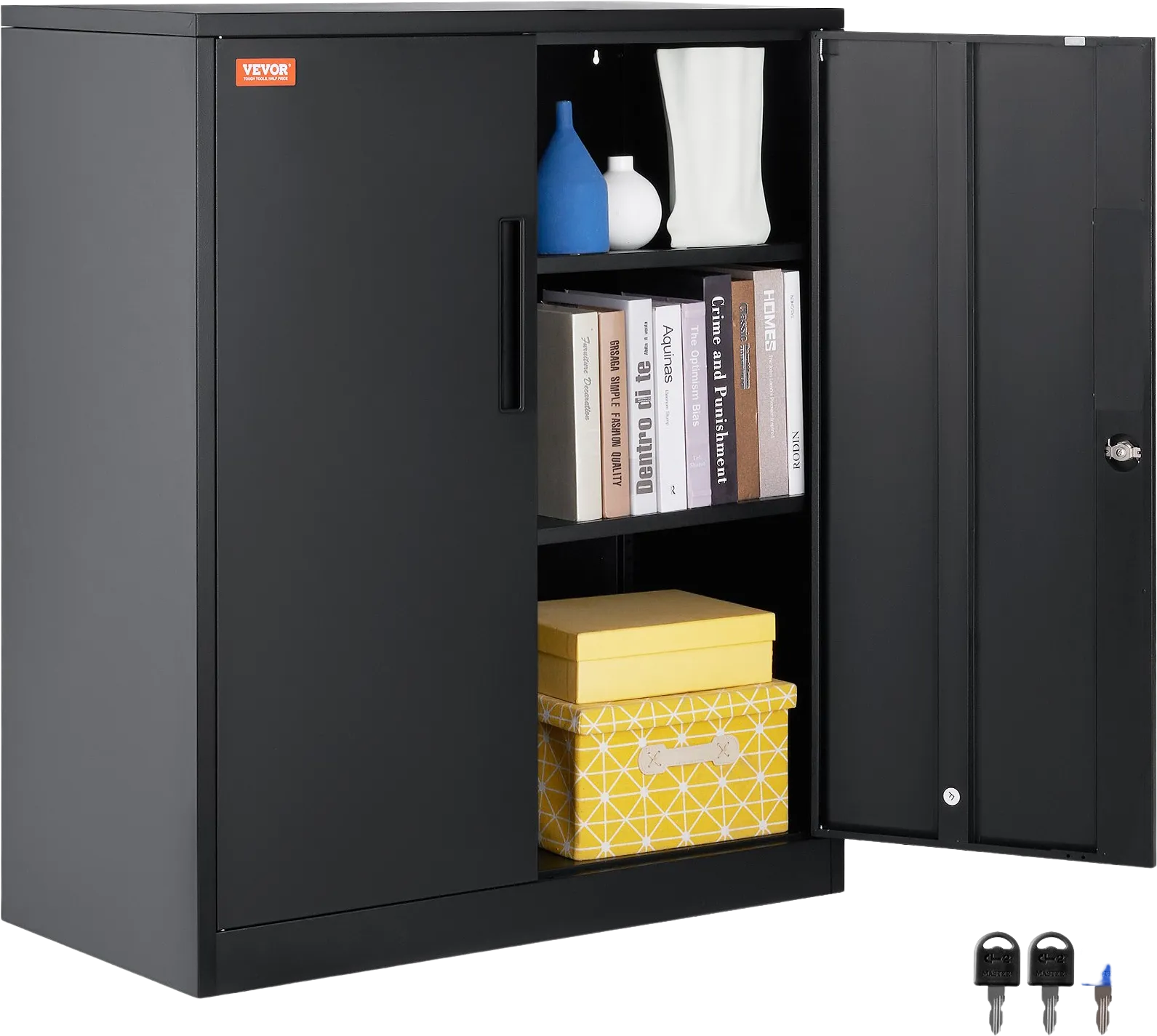 Vevor Metal Storage Cabinet 42" with Locking Magnetic Doors and 2 Adjustable Shelves New