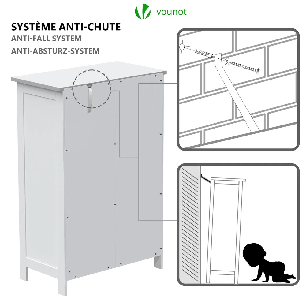 VOUNOT Bathroom Storage Cabinet Floor Freestanding Cupboard 55x30x82cm White