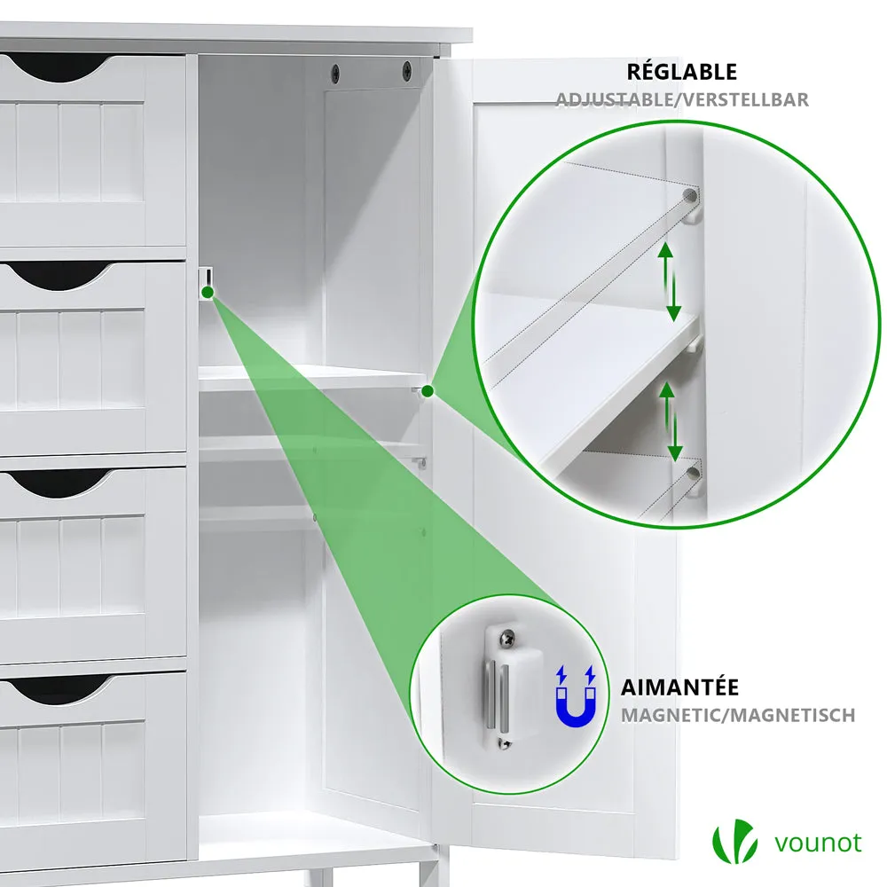 VOUNOT Bathroom Storage Cabinet Floor Freestanding Cupboard 55x30x82cm White