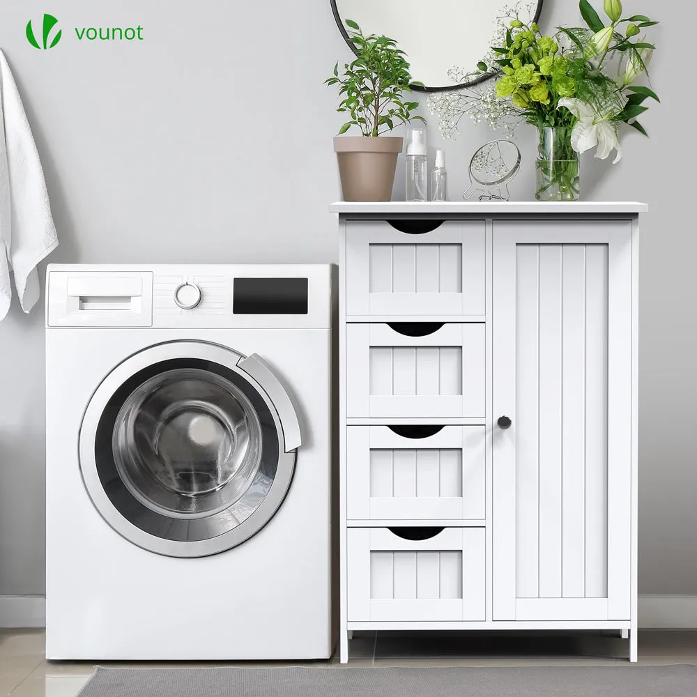 VOUNOT Bathroom Storage Cabinet Floor Freestanding Cupboard 55x30x82cm White