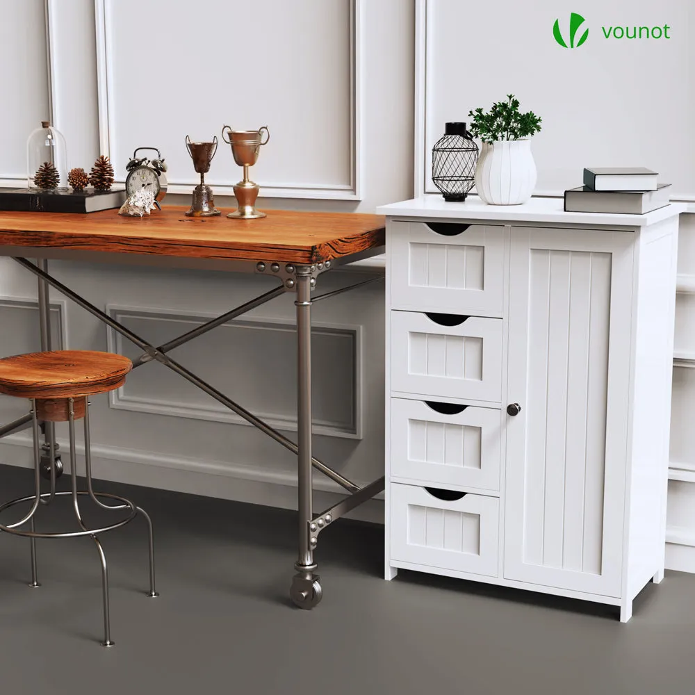 VOUNOT Bathroom Storage Cabinet Floor Freestanding Cupboard 55x30x82cm White
