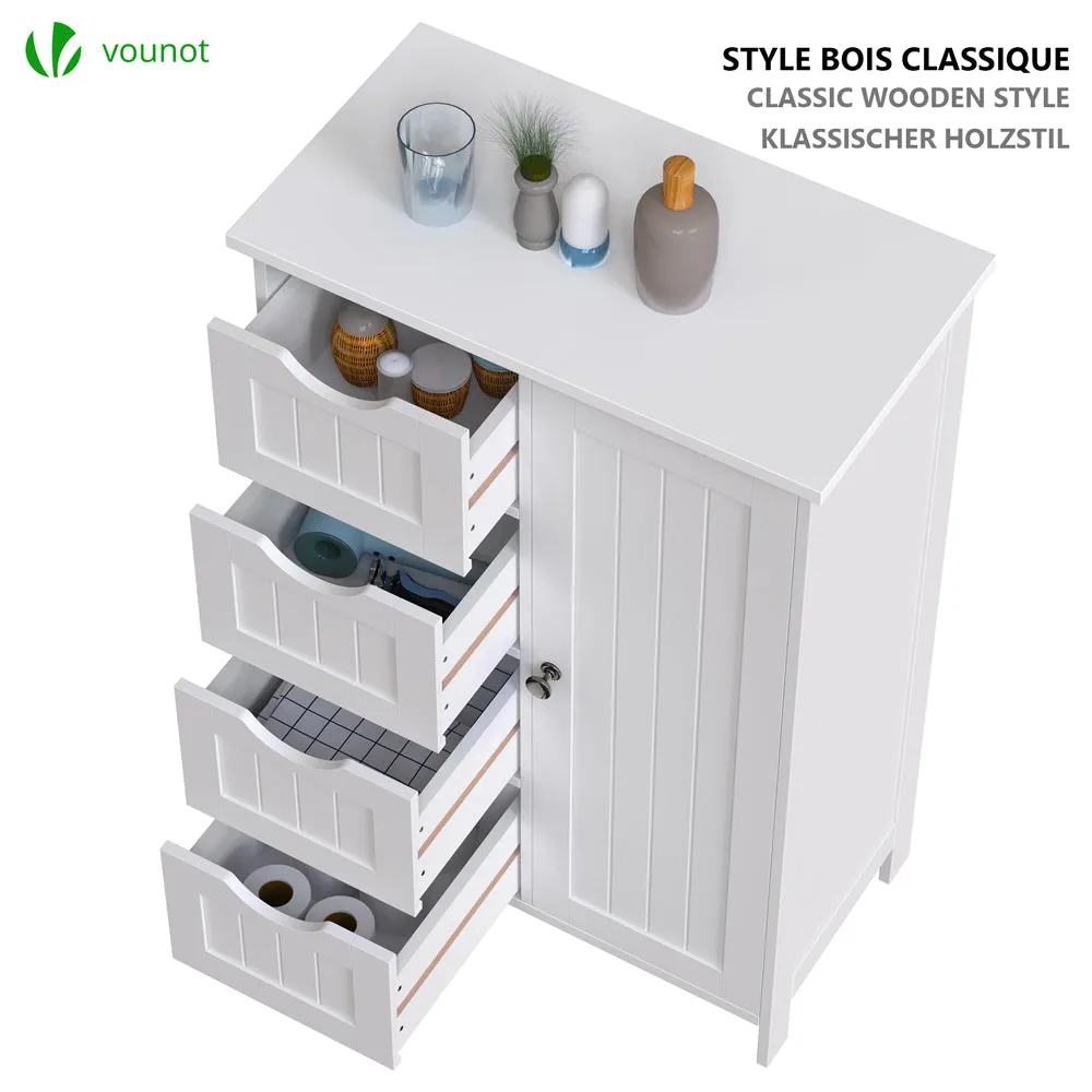 VOUNOT Bathroom Storage Cabinet Floor Freestanding Cupboard 55x30x82cm White