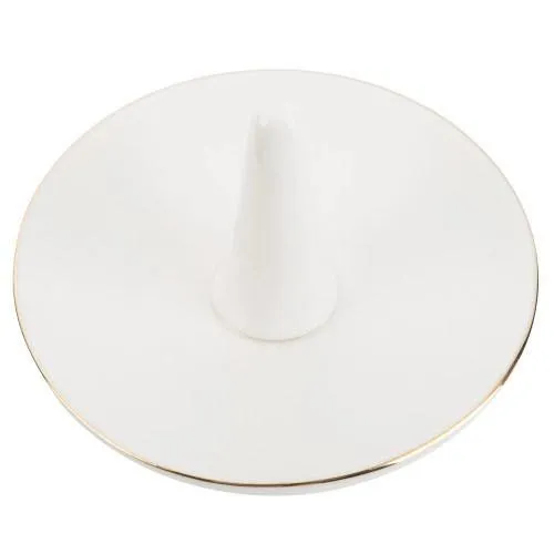 White Ceramic Jewelry Dish with Gold Trim