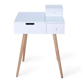White Vanity  Makeup Dressing Table 3 Drawer Mirror Wood Desk