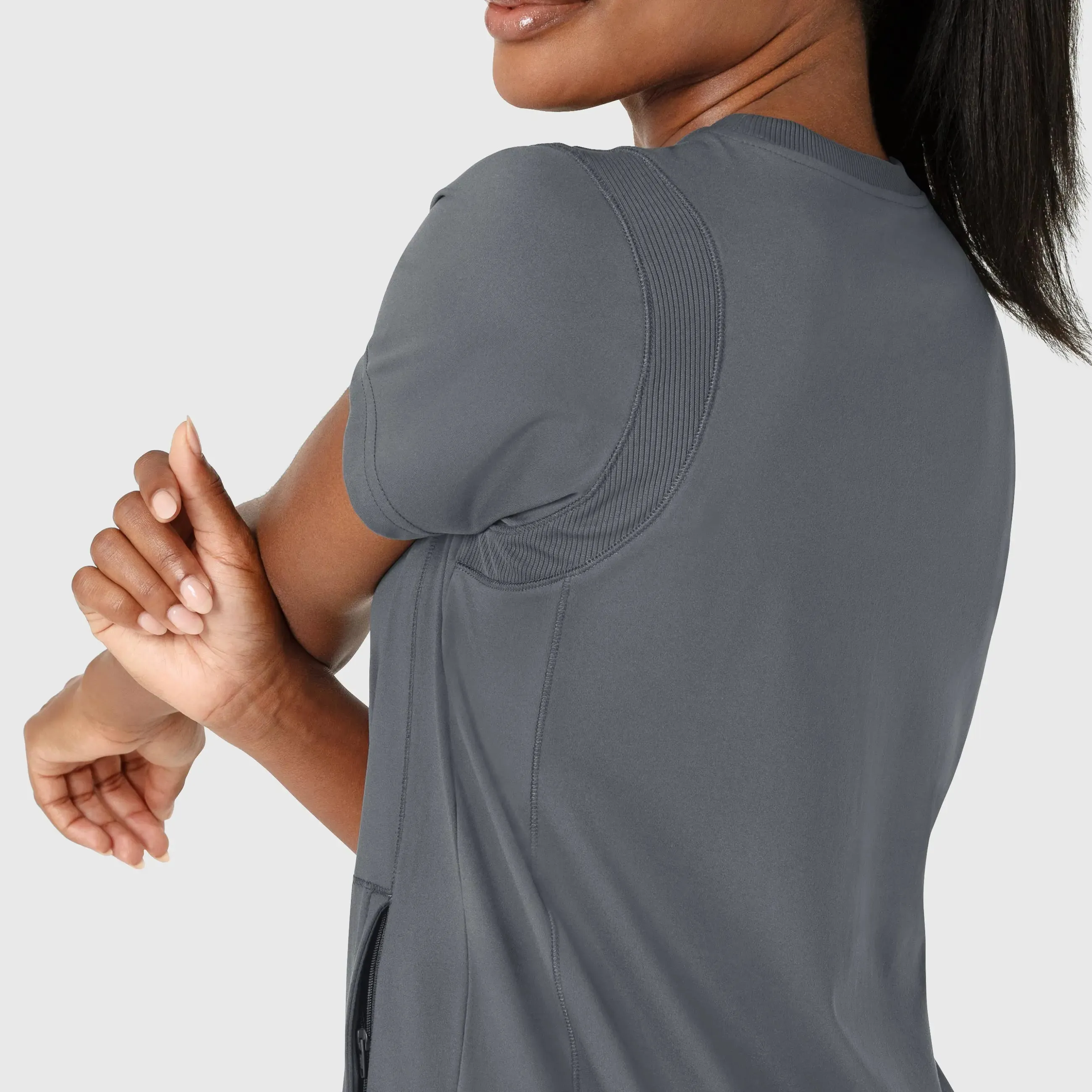Wink Knit Women's Flex-n-Reach Crew Neck Scrub Top - Pewter