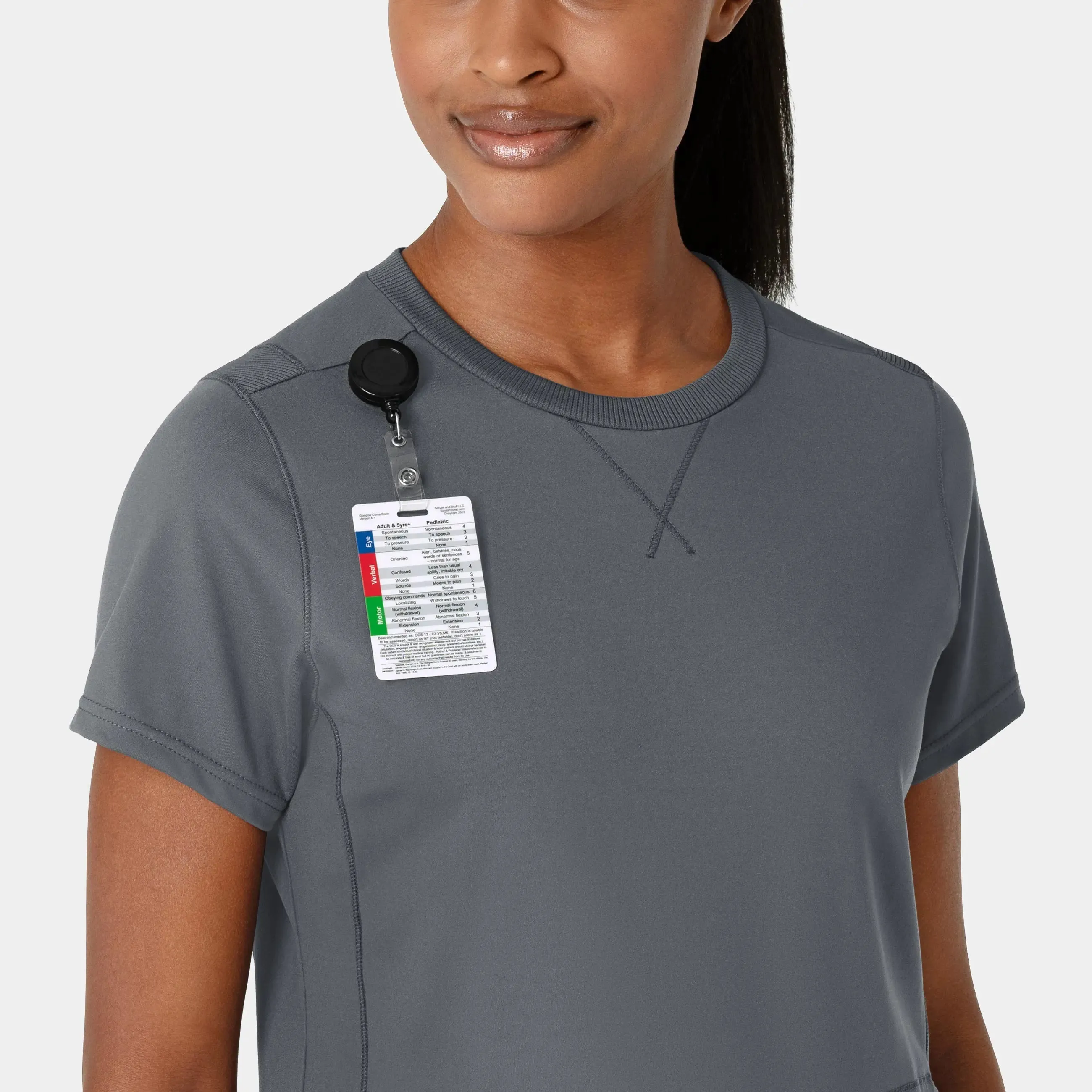 Wink Knit Women's Flex-n-Reach Crew Neck Scrub Top - Pewter