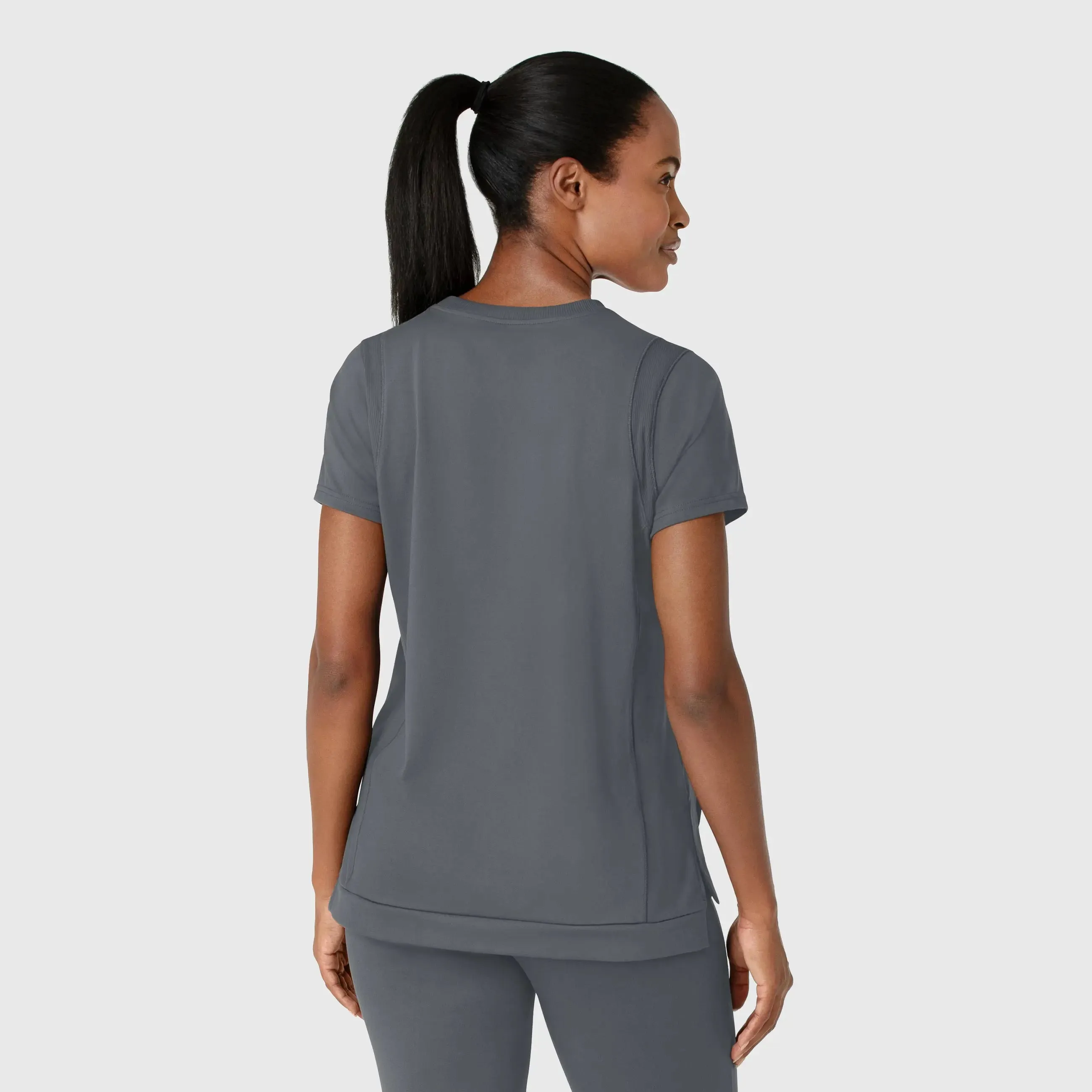 Wink Knit Women's Flex-n-Reach Crew Neck Scrub Top - Pewter