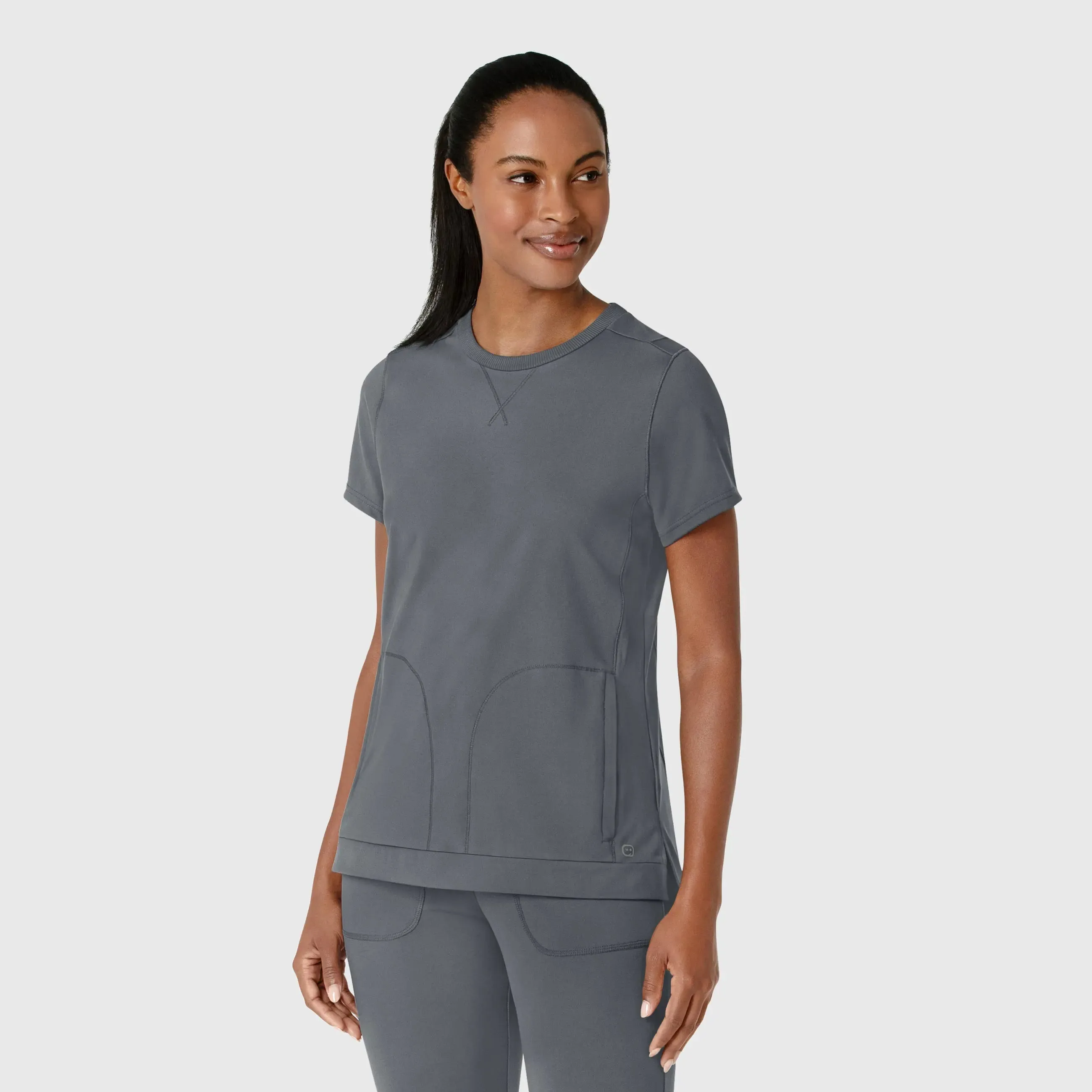 Wink Knit Women's Flex-n-Reach Crew Neck Scrub Top - Pewter